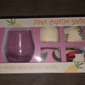 Pina Colada Socks Set with Pink Glass